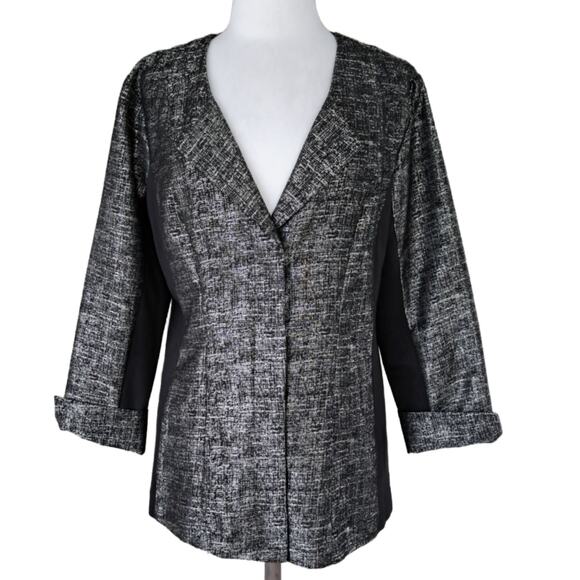 ZOZO Metallic Panel Jacket Size Large Black Silver Blazer - Picture 1 of 8